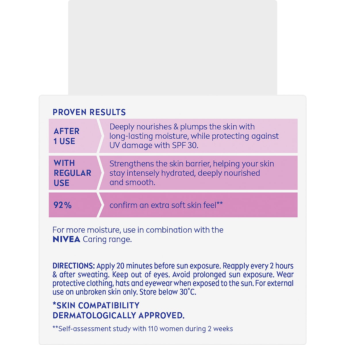 Nivea Caring Day Cream Face Moisturiser Spf 30 50ml