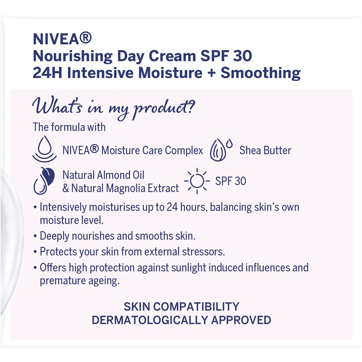 Nivea Nourishing Day Face Cream Moisturiser With Spf30 50ml