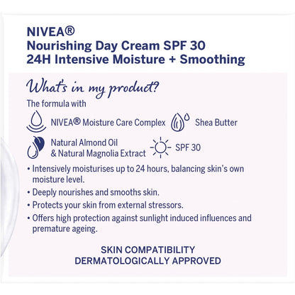 Nivea Nourishing Day Face Cream Moisturiser With Spf30 50ml