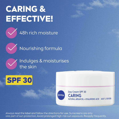 Nivea Caring Day Cream Face Moisturiser Spf 30 50ml