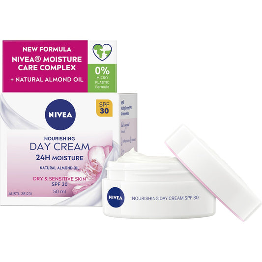 Nivea Nourishing Day Face Cream Moisturiser With Spf30 50ml