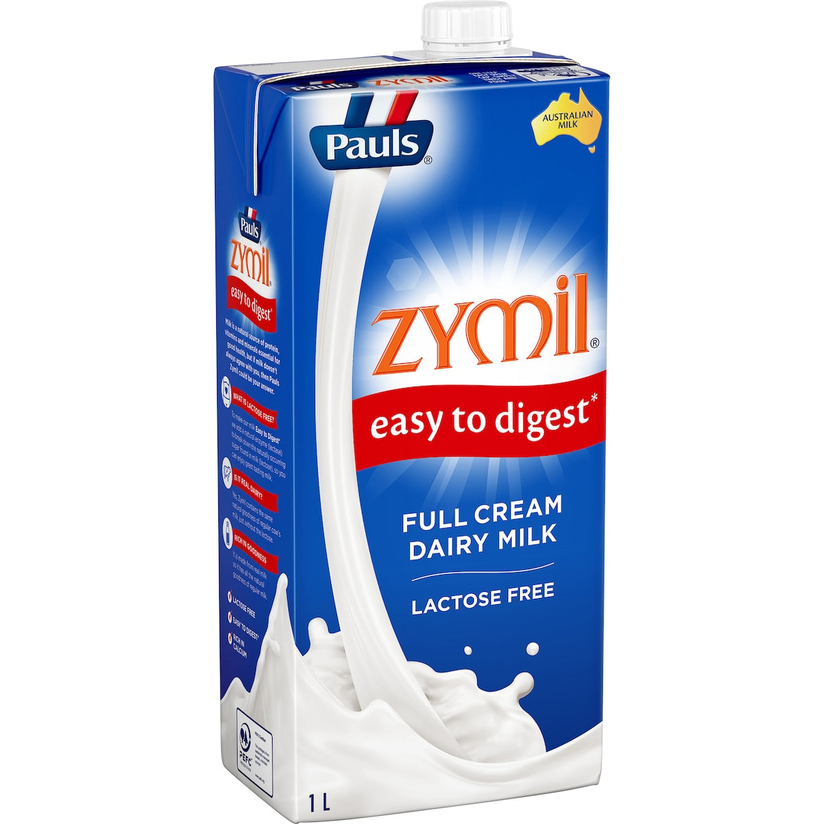 Pauls Zymil Lactose Free Full Cream Long Life Milk 1l