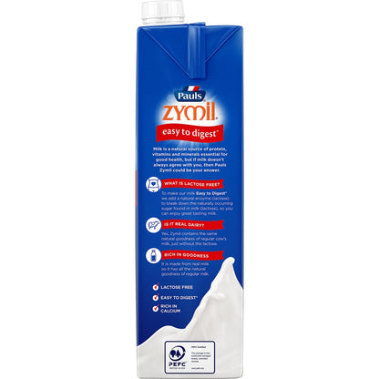 Pauls Zymil Lactose Free Full Cream Long Life Milk 1l