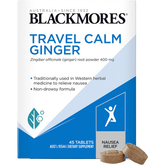 Blackmores Travel Calm Ginger Anti-Nausea Vitamin Tablets 45 pack