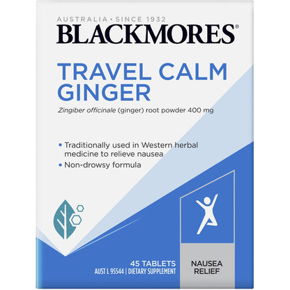 Blackmores Travel Calm Ginger Anti-Nausea Vitamin Tablets 45 pack