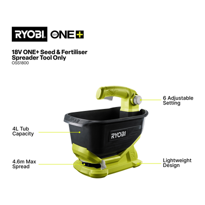 Ryobi One+ Seed and Fertiliser Spreader - 4L