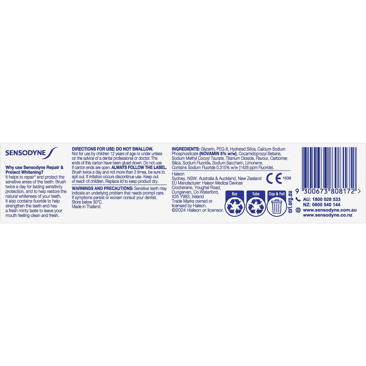 Sensodyne Repair & Protect Whitening Toothpaste For Sensitive Teeth 100g