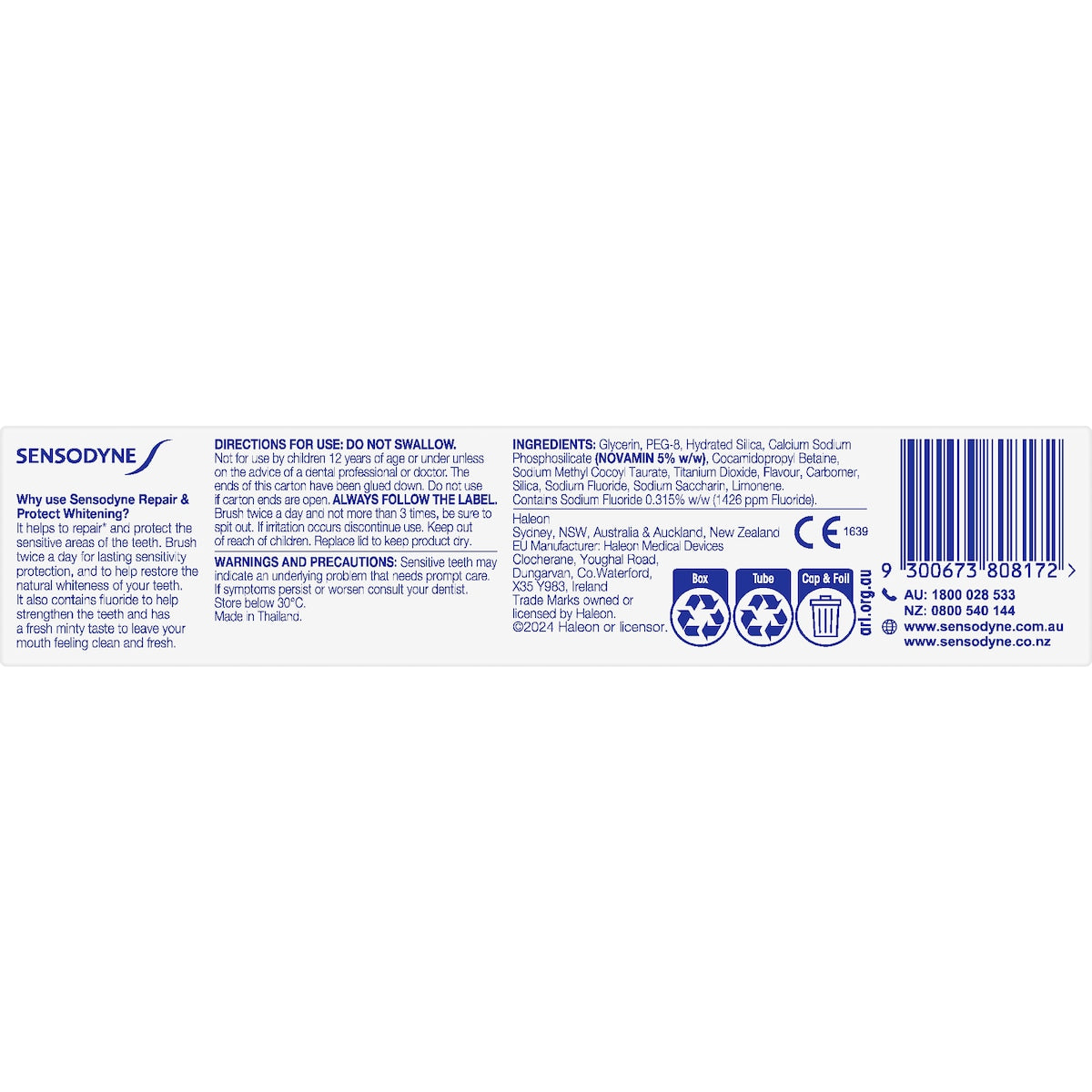 Sensodyne Repair & Protect Whitening Sensitive Toothpaste 100g