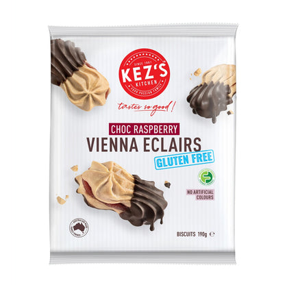 Kez's Kitchen Gluten Free Choc Raspberry Vienna Eclairs 190g Each
