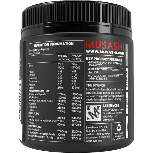 Musashi Pre Workout Powder Purple Grape 225g