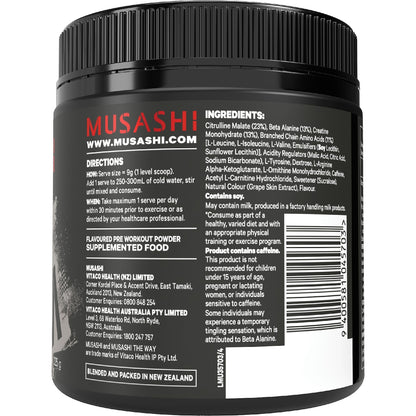 Musashi Pre Workout Powder Purple Grape 225g