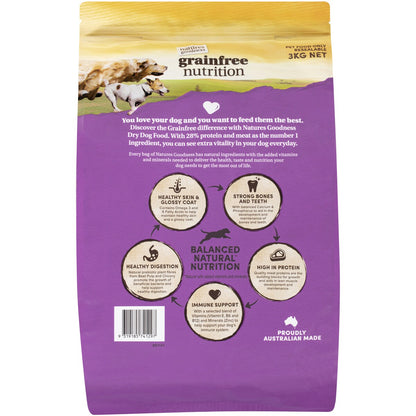 Natures Goodness Grain Free Adult Dry Dog Food Wild Game With Sweet Potato 3kg