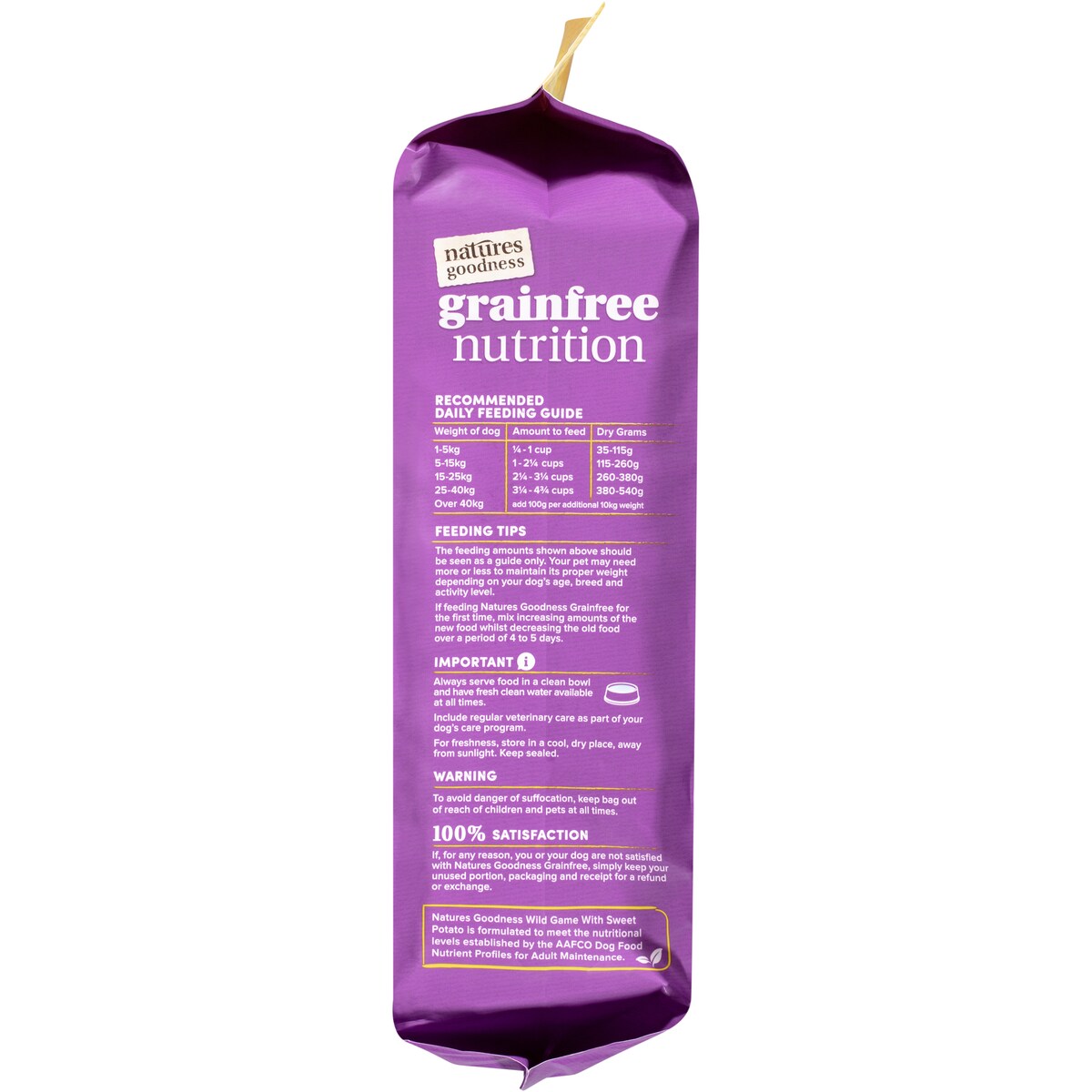 Natures Goodness Grain Free Adult Dry Dog Food Wild Game With Sweet Potato 3kg