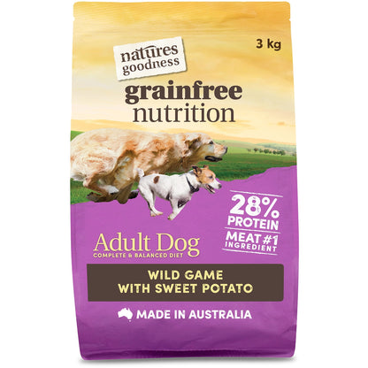 Natures Goodness Grain Free Adult Dry Dog Food Wild Game With Sweet Potato 3kg