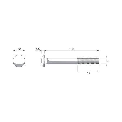 Zenith Hot Dip Galvanised Cup Head Bolts & Nuts - M10 x 100mm - 25 Pack