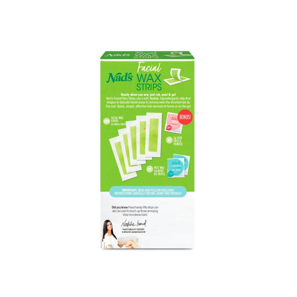 Nad's Hypoallergenic Facial Wax Strips - 20 pack