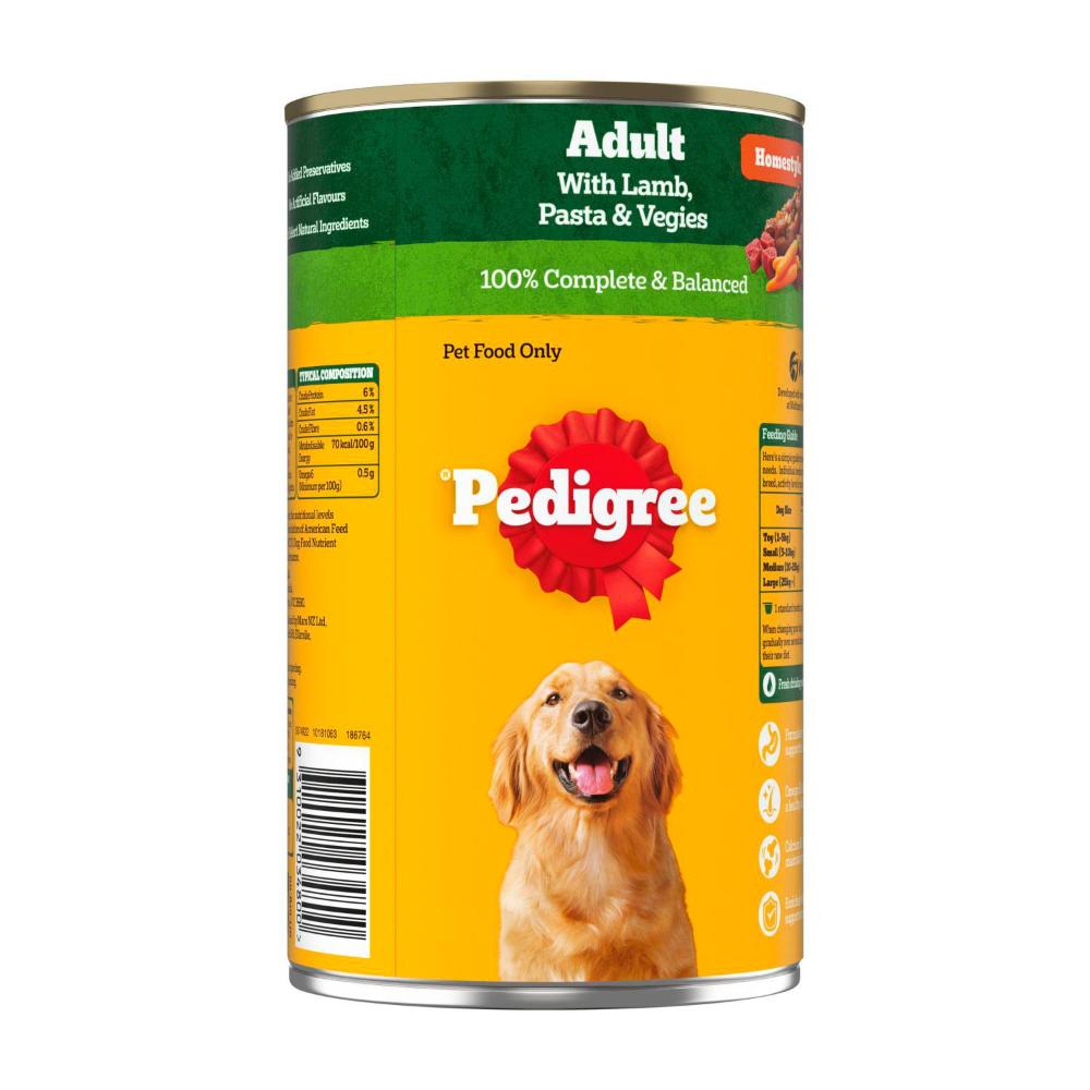 Pedigree Homestyle Lamb Pasta & Vegies Adult Wet Dog Food Can - 1.2kg