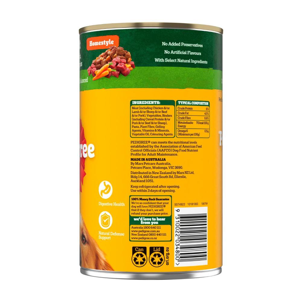 Pedigree Homestyle Lamb Pasta & Vegies Adult Wet Dog Food Can - 1.2kg
