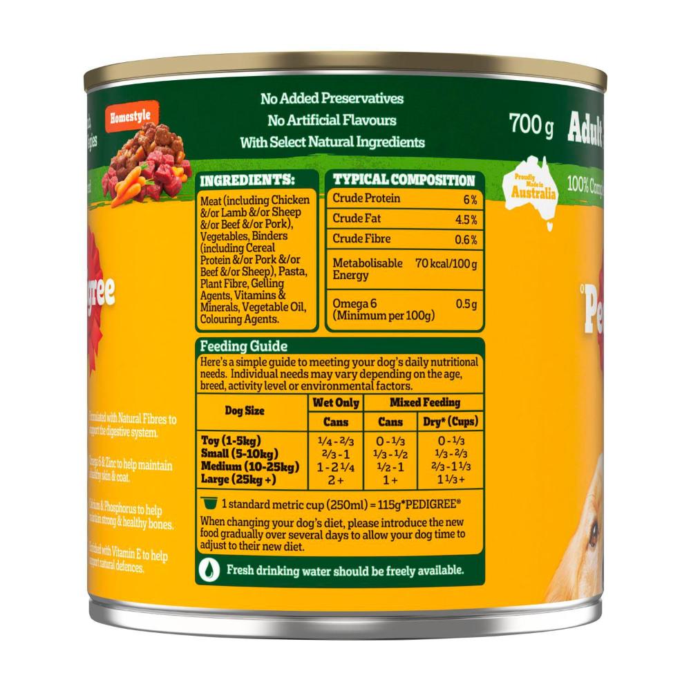 Pedigree Adult Wet Dog Food With Lamb Pasta & Vegies Homestyle Can - 700g