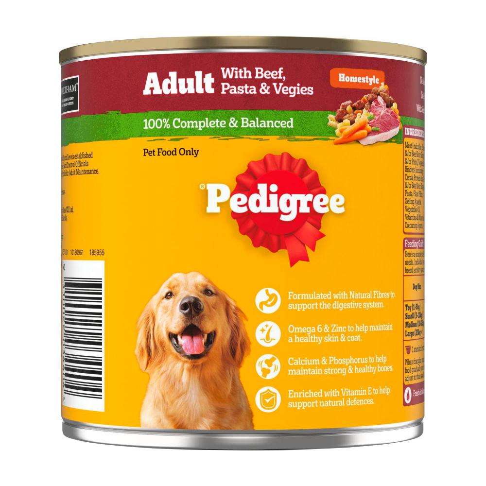 Pedigree Adult Homestyle Wet Dog Food With Beef Pasta & Vegies Can - 700g