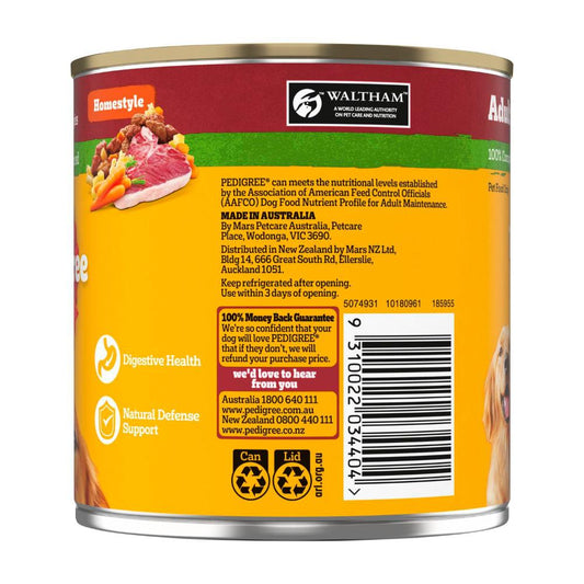 Pedigree Adult Homestyle Wet Dog Food With Beef Pasta & Vegies Can - 700g