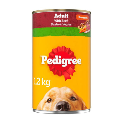 Pedigree Adult Homestyle Wet Dog Food With Beef Pasta & Vegies Can - 1.2kg