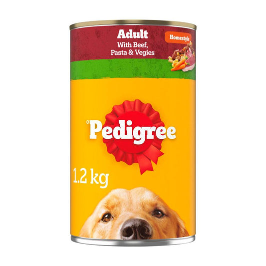 Pedigree Adult Homestyle Wet Dog Food With Beef Pasta & Vegies Can - 1.2kg