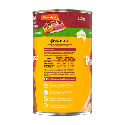 Pedigree Adult Homestyle Wet Dog Food With Beef Pasta & Vegies Can - 1.2kg