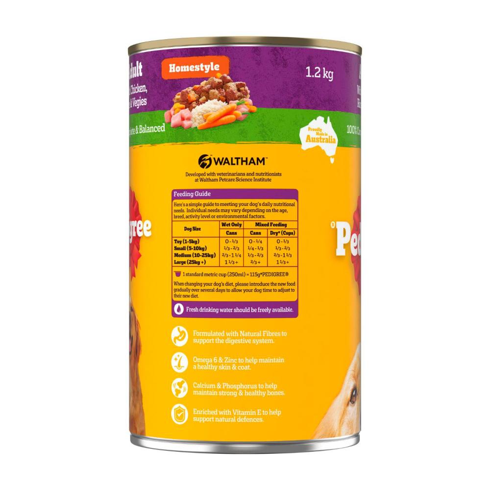 Pedigree Homestyle Chicken With Rice & Vegies Adult Wet Dog Food Can - 1.2kg