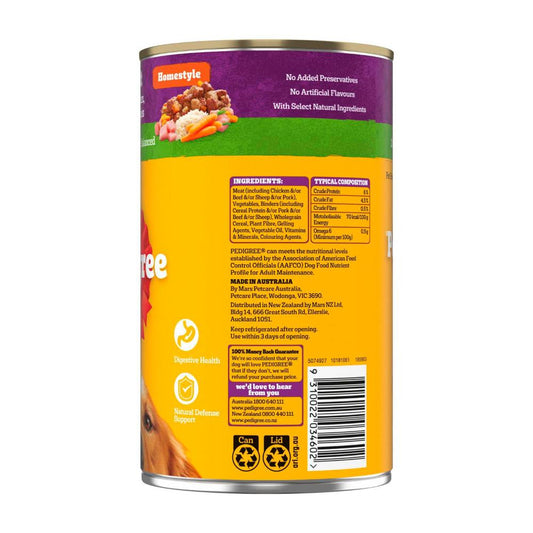 Pedigree Homestyle Chicken With Rice & Vegies Adult Wet Dog Food Can - 1.2kg