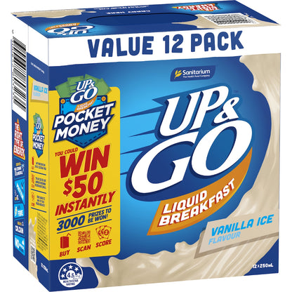 Up&go Liquid Breakfast Vanilla Ice 250ml X 12 Pack
