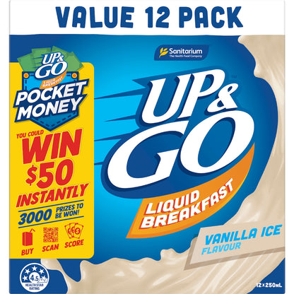 Up&go Liquid Breakfast Vanilla Ice 250ml X 12 Pack
