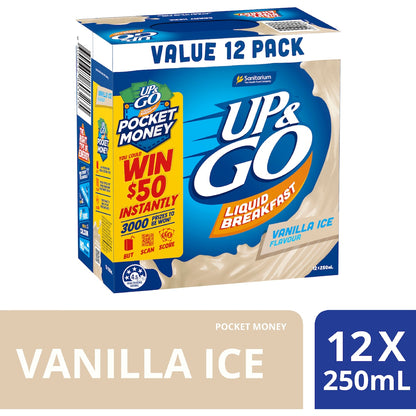 Up&go Liquid Breakfast Vanilla Ice 250ml X 12 Pack