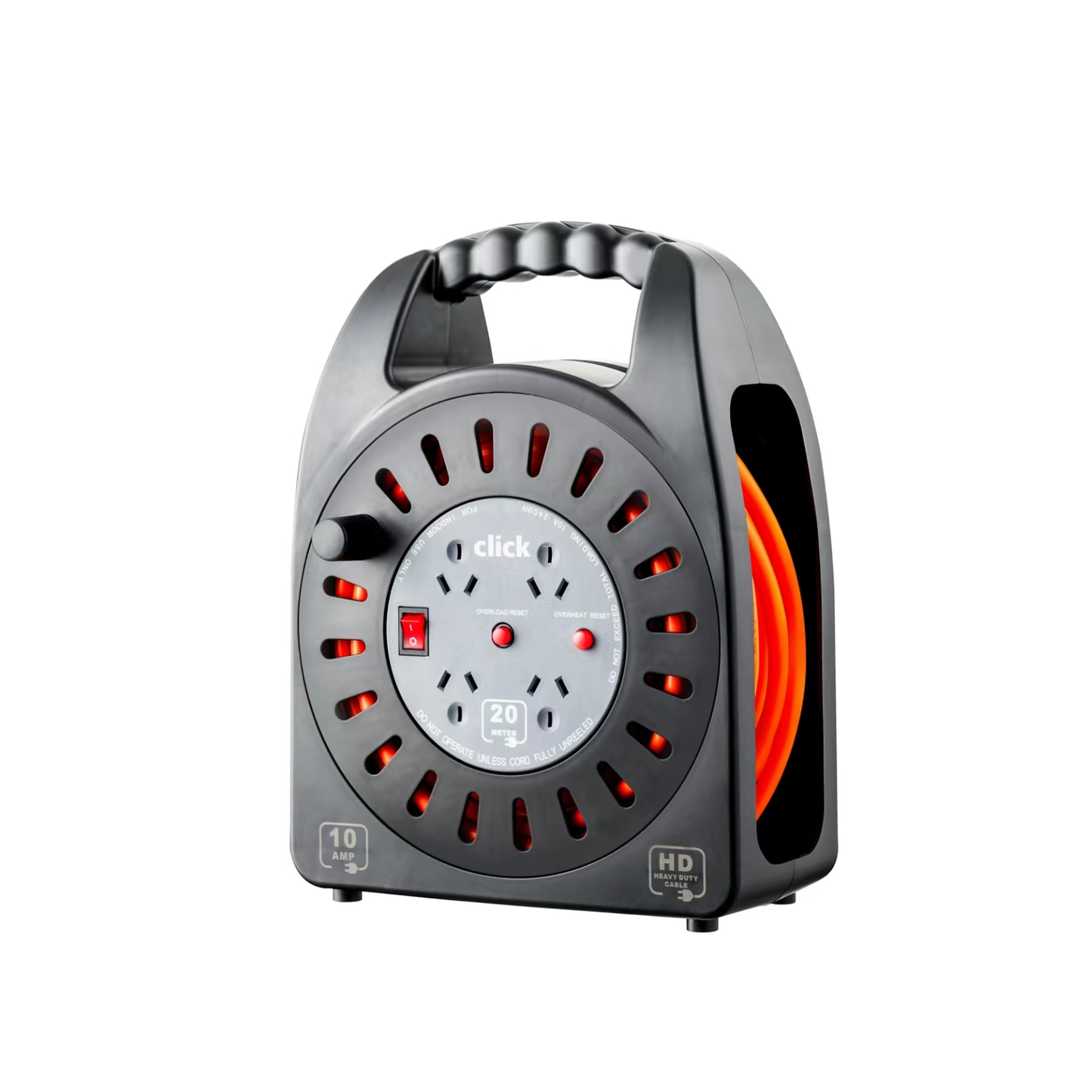 Click Heavy Duty Cable Reel - 20m - 4 Outlet