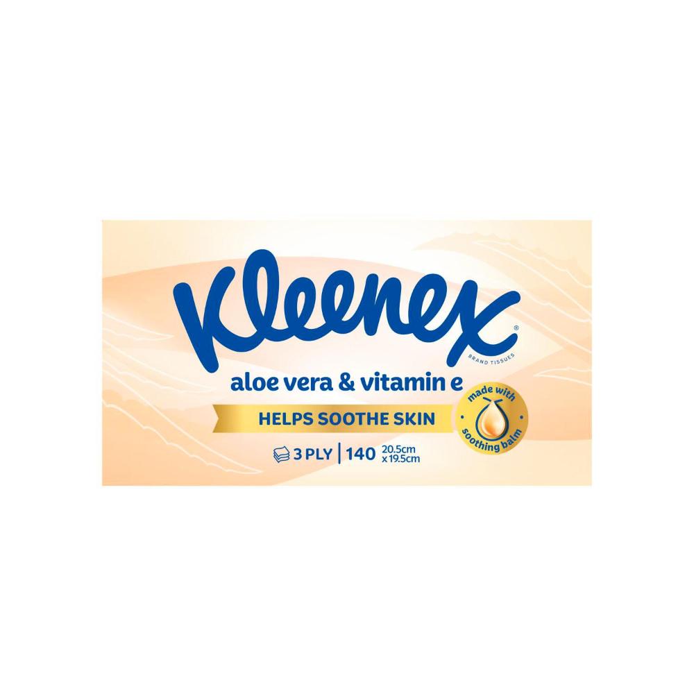 Kleenex 3 Ply Wellbeing Tissues Facial Aloevera - 140 pack