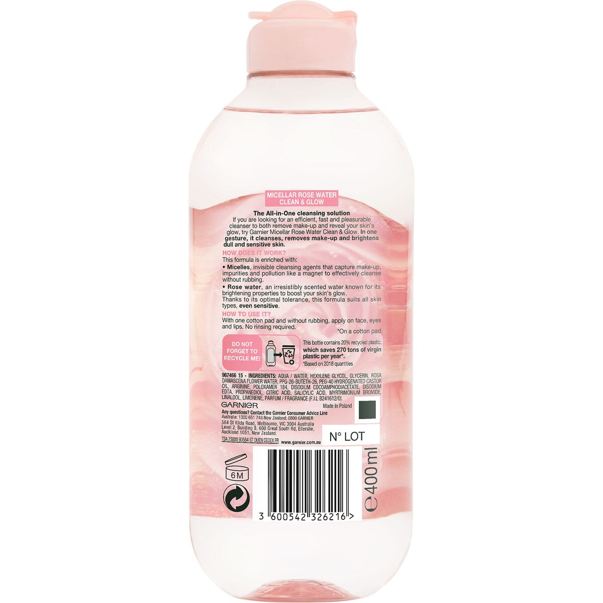 Garnier Skin Active Micellar Cleansing Rose Water 400ml