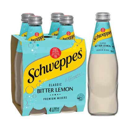 Schweppes Bitter Lemon Soft Drink assic Mixers Multipack 300ml x 4 Pack