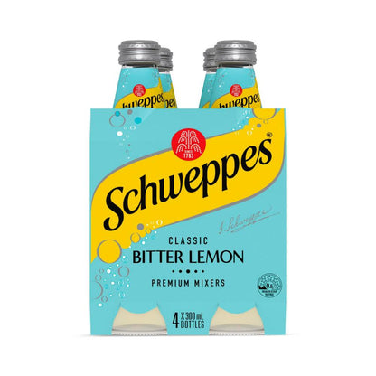 Schweppes Bitter Lemon Soft Drink assic Mixers Multipack 300ml x 4 Pack