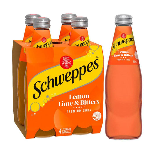 Schweppes Lemon Lime Bitters Soft Drink Classic Mixers Multipack Bottles 300ml x 4 Pack