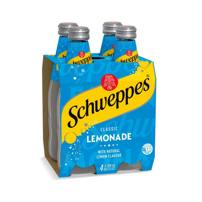 Schweppes Lemonade Soft Drink Bottle Glass Multipack 300ml x 4 Pack