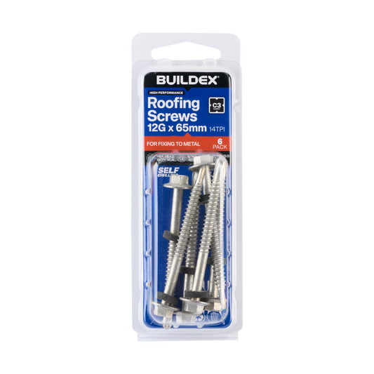 Buildex Roofing Teks Screws - 12g x 65mm - Class 3 - 6 Pack