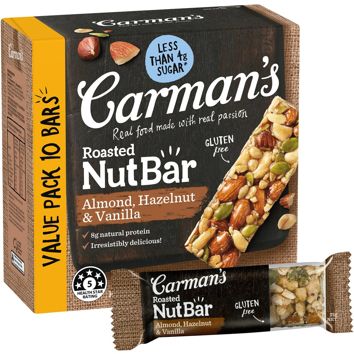 Carmans Nut Bars Almond, Hazelnut & Vanilla 10 pack