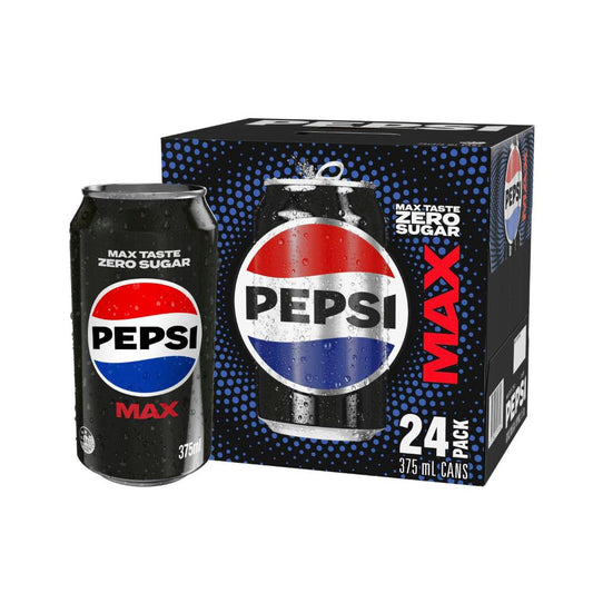 Pepsi Max No Sugar Cola Soft Drink Cans Multipack 375ml x 24 Pack - 24 pack