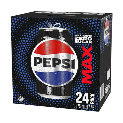 Pepsi Max No Sugar Cola Soft Drink Cans Multipack 375ml x 24 Pack - 24 pack