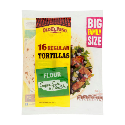 Old El Paso Family Regular Tortillas Fajita 16 Pack - 640g