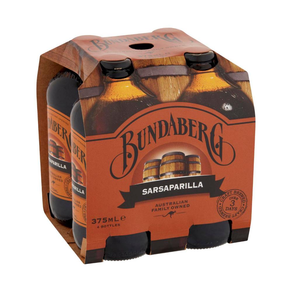 Bundaberg Brewed Drink Sarsaparilla 4x375ml
