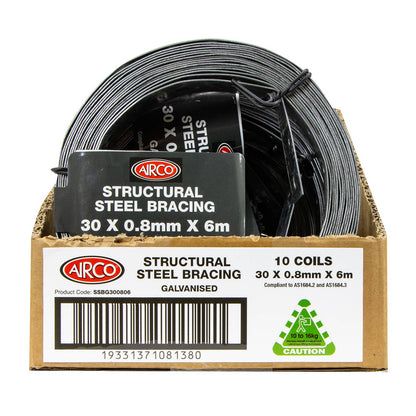 Airco Structural Galvanised Strapping - 30mm x 0.8mm x 6m