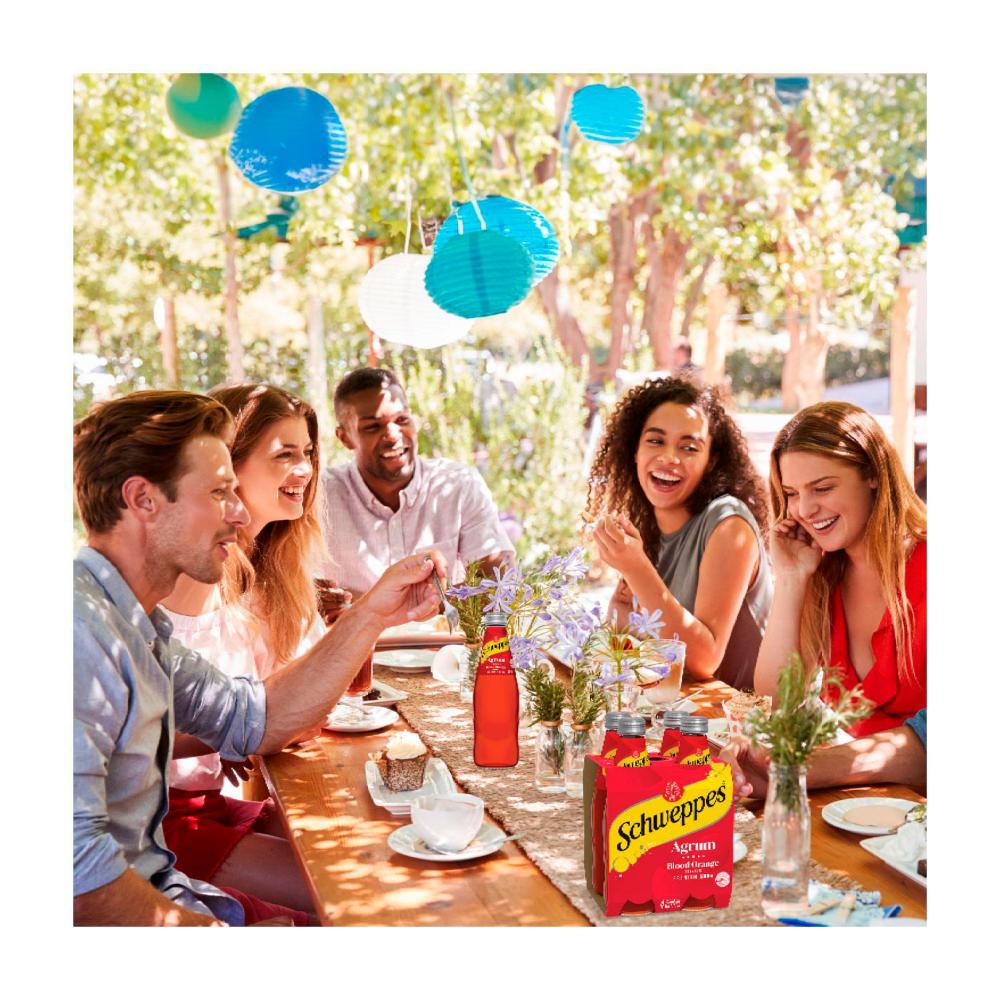 Schweppes Agrum Blood Orange Soft Drink Bottles Glass Multipack 300ml x 4 Pack