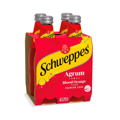 Schweppes Agrum Blood Orange Soft Drink Bottles Glass Multipack 300ml x 4 Pack