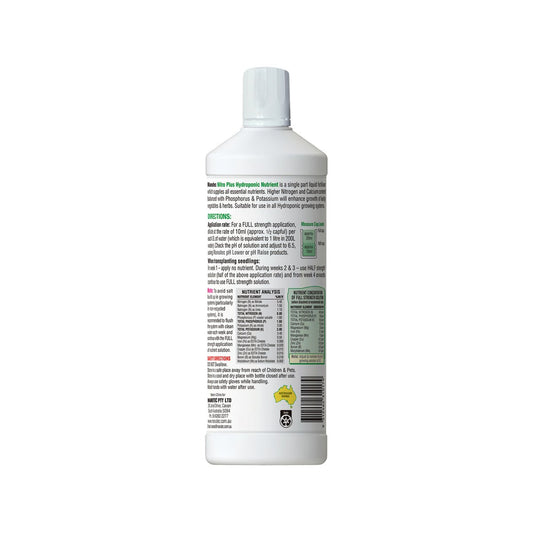 Manutec Hydroponic Nitro Plus - 1L - Liquid Fertiliser - High Nitrogen